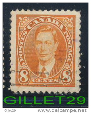 CANADA STAMP - KING GEORGE VI MUFTI ISSUE - SCOTT No 236, 0,08ç, 1937, ORANGE - USED - - Used Stamps