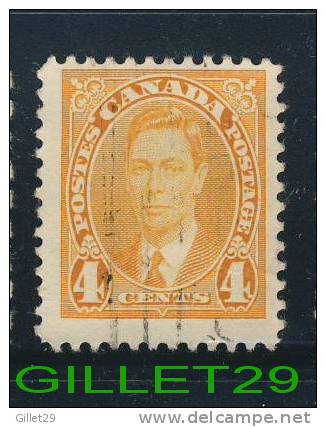 CANADA STAMP - KING GEORGE VI MUFTI ISSUE - SCOTT No 234, 0,04ç, 1937, YELLOW - USED - - Oblitérés