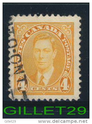 CANADA STAMP - KING GEORGE VI MUFTI ISSUE - SCOTT No 234, 0,04ç, 1937, YELLOW - USED - - Usati