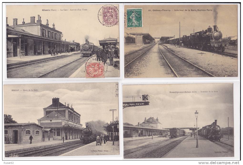 Lot 10 CPA-Thème Gares Trains + 1 Dirigeable - 5 - 99 Cartes