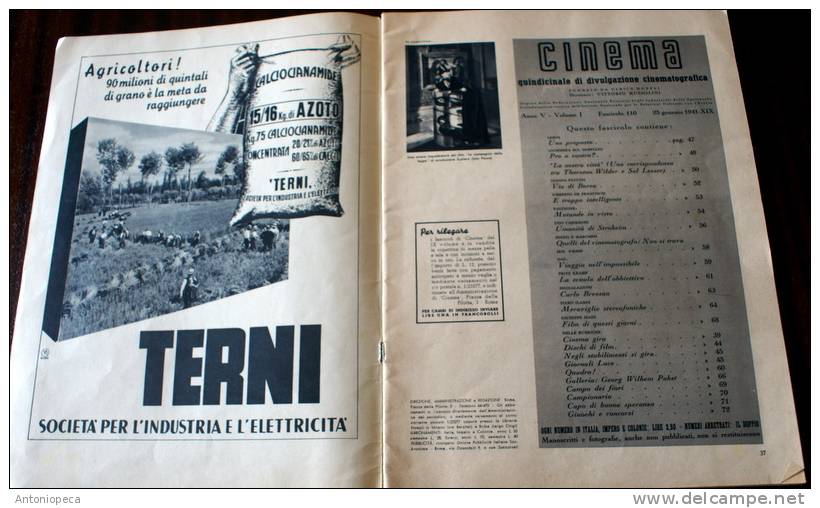 CINEMA - 2 NUMERI DI  "CINEMA" RIVISTA MENSILE DI CINEMATOGRAFO 1940-1941 - Erstauflagen