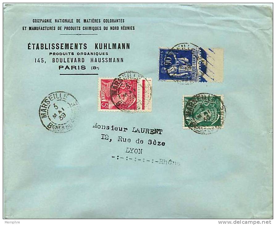 Mercure  5 C Et 25 C   Yv 406, 411 Et Paix 90 CYv 368  Sur Lettre 03.05.1939 - Lettres & Documents