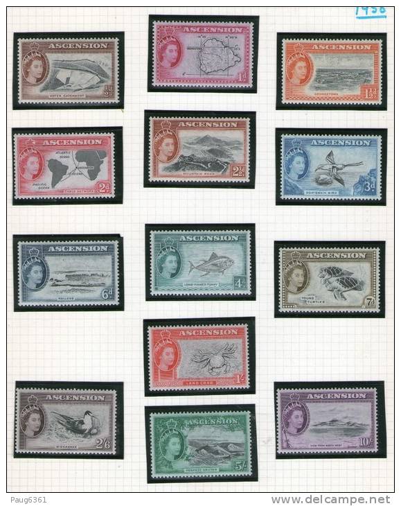 ASCENSION 1956 COURANTS  YVERT N°63/75 NEUF MNH**/MLH* - Ascensione