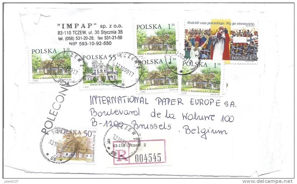 Devant D´enveloppe, Lettre Recommandée Vers La Belgique - 12.10.99 - Storia Postale