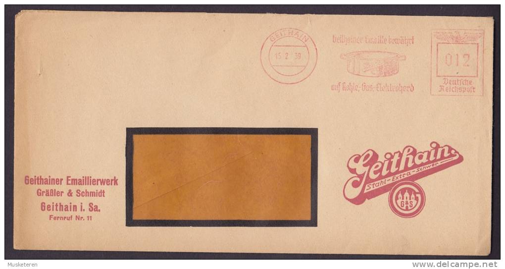 Germany Deutsches Reichspost GEITHAINER EMAILLIERWERK Meter Stamp Slogan GEITHAIN Cover 1939 - Franking Machines (EMA)