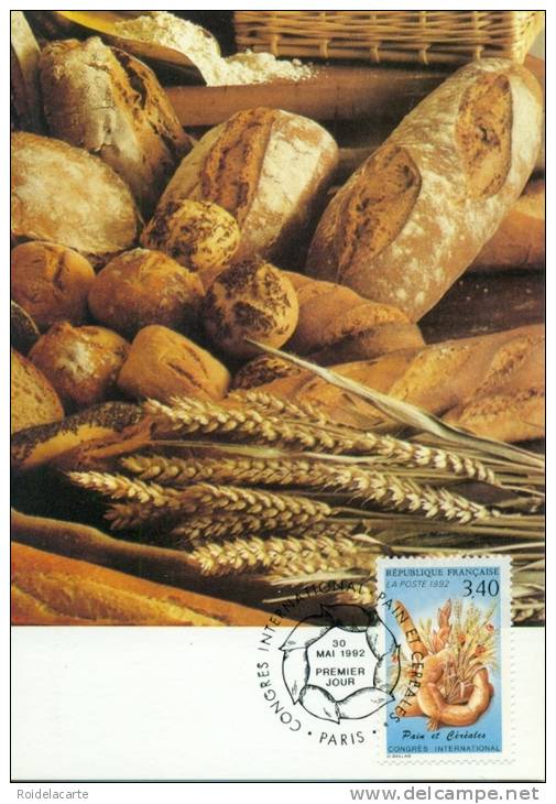 CM-Carte Maximum Card #1992-France # Alimentation # Congrés Des Cérèales # Pain,Brot,bread #Paris - Autres & Non Classés