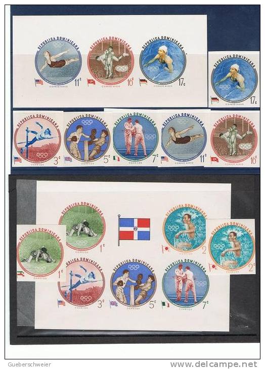 JO64-E/L4 - REP. DOMINICAINE N° 542/46 PA 146/48 + Blocs 23/24 D Et ND JO 1964 ROME Judo Lutte, Boxe, Natation - Dominican Republic