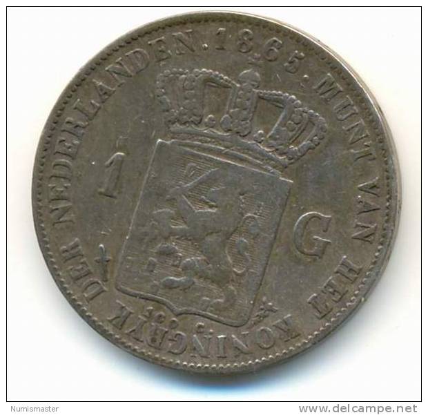 NETHERLANDS 1 GULDEN 1865 - 1849-1890 : Willem III