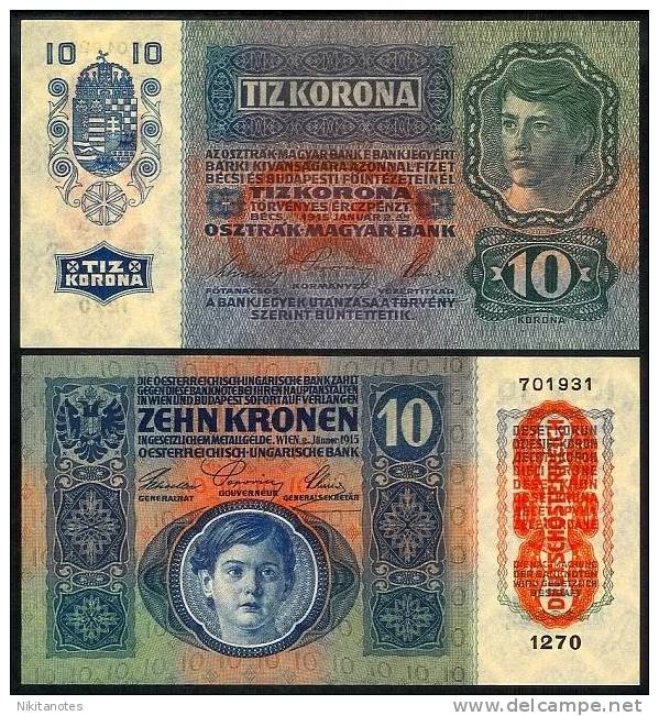 AUSTRIA 10 KRONEN 1915 (1919) P51a UNCIRCULATED - Oostenrijk