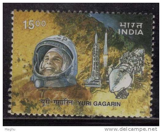 India 2001 Used, Cosmonaut Yuri Gagarin & Rocket, Space, Costume - Gebruikt