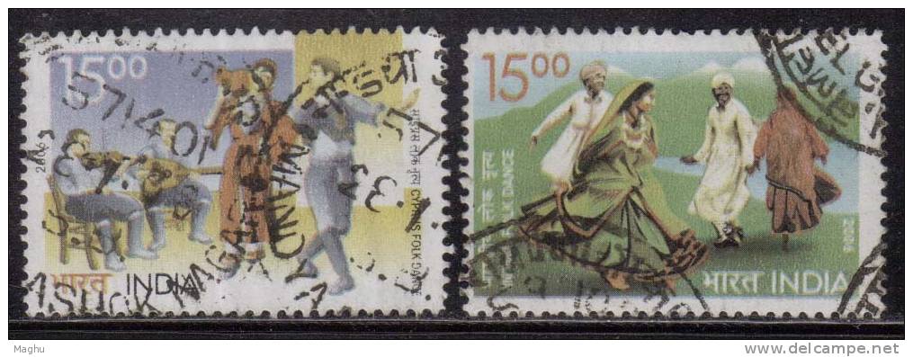India Used 2006, Set Of 2, Joint Issue, Cyprus, Culture, Music Intruments, Folk Dance, Costume - Gebraucht