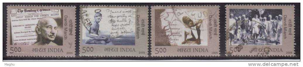 Used  2005 India, Gandhi Dandi March, Set Of 4 - Oblitérés