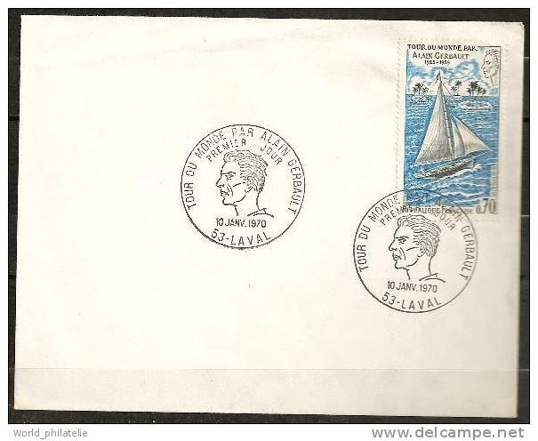 France 1970 N° 1621 O FDC, Premier Jour, Tour Du Monde, Alain Gerbault, Laval, Iles, Palmiers - 1970-1979