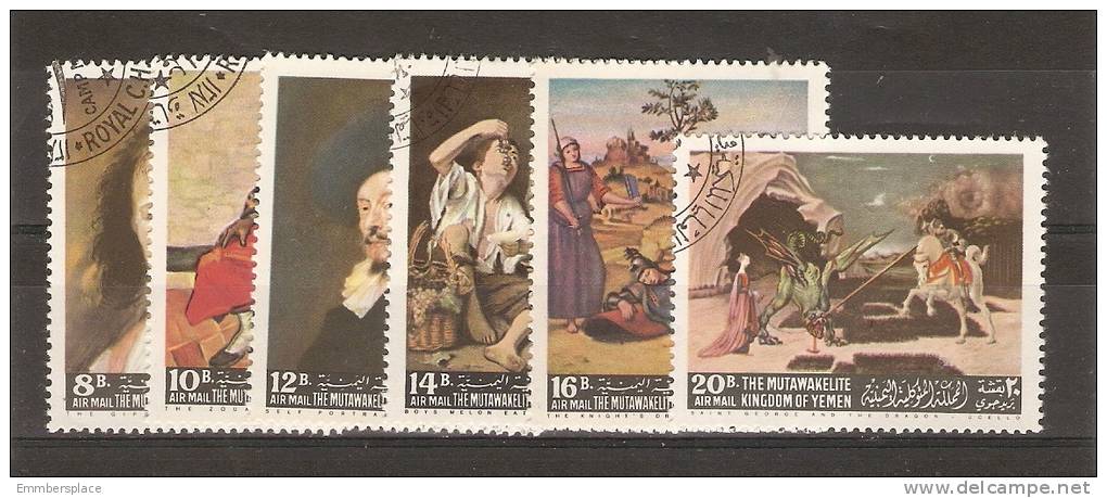 YEMEN (KINGDOM)  - 1967 FAMOUS PAINTINGS SET OF 6 CTO  SG 230-5 - Yemen