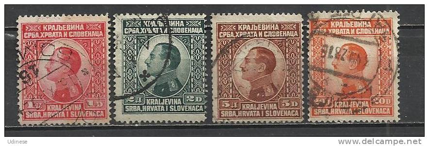 YUGOSLAVIA 1924 - ALEXANDER I - LOT OF 4 DIFFERENT - USED OBLITERE GESTEMPELT - Used Stamps