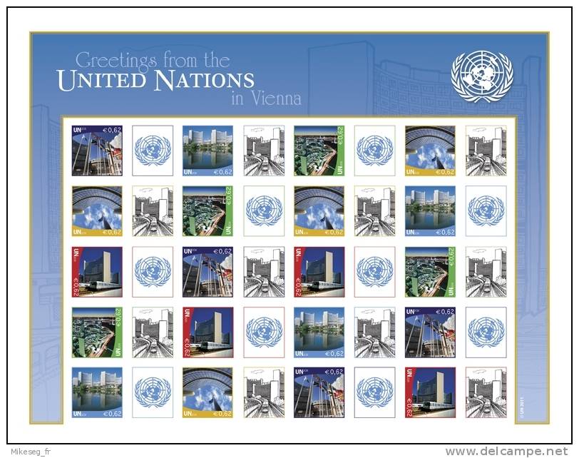 ONU Vienne 2011 - Feuille De Timbres Personnalisés - Greetings From The United Nations In Vienna ** - Blocs-feuillets