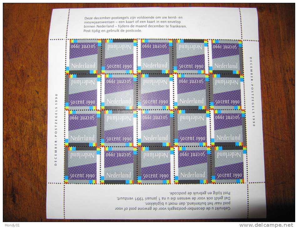 7550 Code Potal Nederland Mini Feuille Postcode 1991 Pays Bas - Code Postal