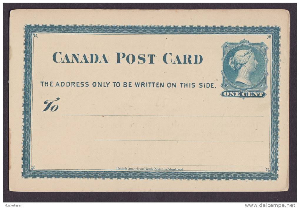 Canada Postal Stationery Ganzsache Entier Private Print 1878 Attorney ABBOTT, TAIT, WOTHERSPOON 1 C Queen Victoria - 1860-1899 Règne De Victoria