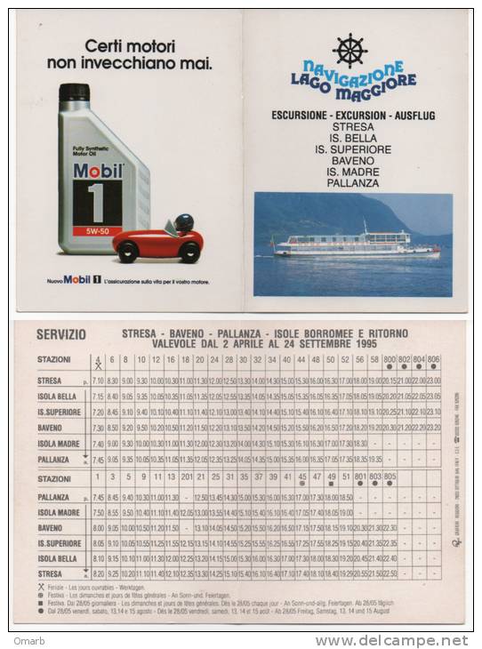 Alt005 Orario, Timetable Traghetto, Ferry, Bateau Navigazione Lago Maggiore 1995 Stresa, Baveno, Pallanza Isole Borromee - Europa