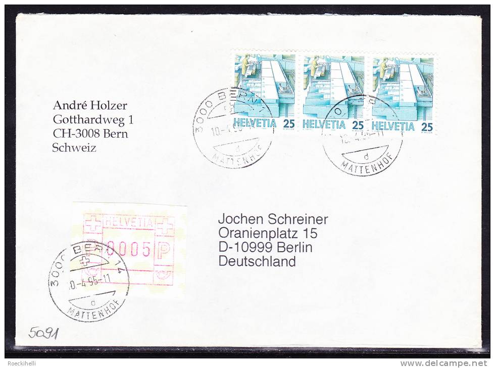 10.4.1995  -  Bedarfsbeleg, Gelaufen Von Bern Nach Berlin / D  -  Siehe Scan   (ch 5091) - Covers & Documents