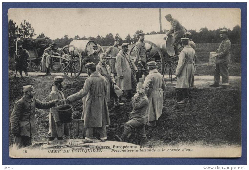 Camp De Coetquidan Prisonniers Allemands à La Corvée D'eau - War 1914-18