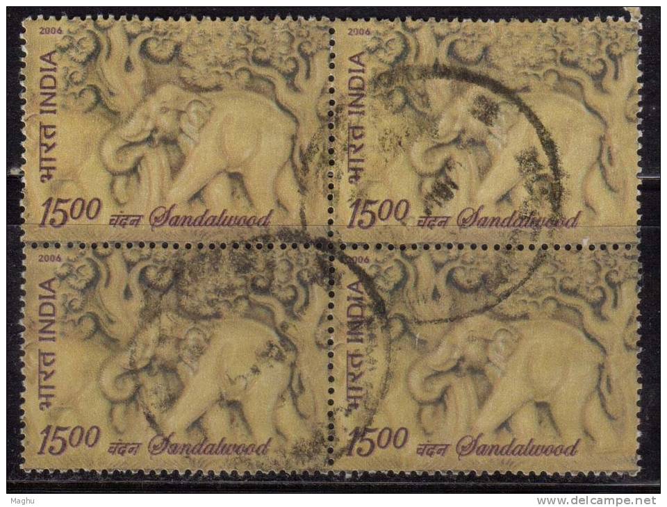 India Block Of 4 Used 2006, Sandalwood, Elephant, Tree - Used Stamps