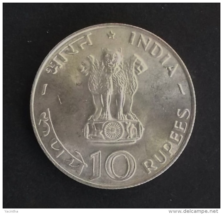 @Y@   India  10 Rupee  Lotus   FAO    Zilver  1970  Prooflike - India