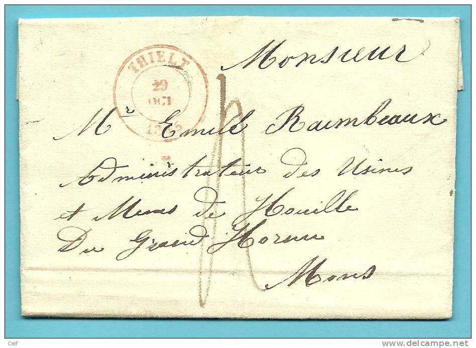Brief Met Stempel THIELT Op 29/oct/1845 - 1830-1849 (Belgique Indépendante)