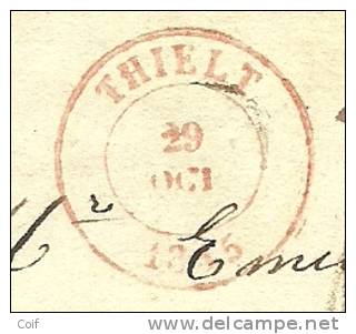 Brief Met Stempel THIELT Op 29/oct/1845 - 1830-1849 (Unabhängiges Belgien)