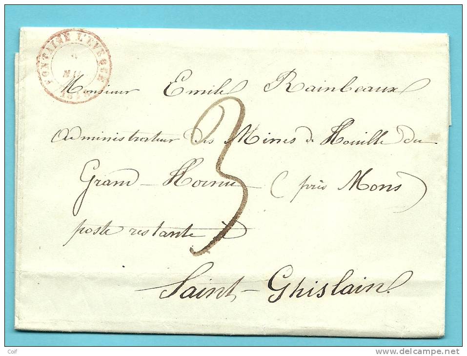 Brief Met Stempel FONTAINE-L'EVEQUE Op 8/mai/1848 Naar ST-GHISLAIN - 1830-1849 (Unabhängiges Belgien)