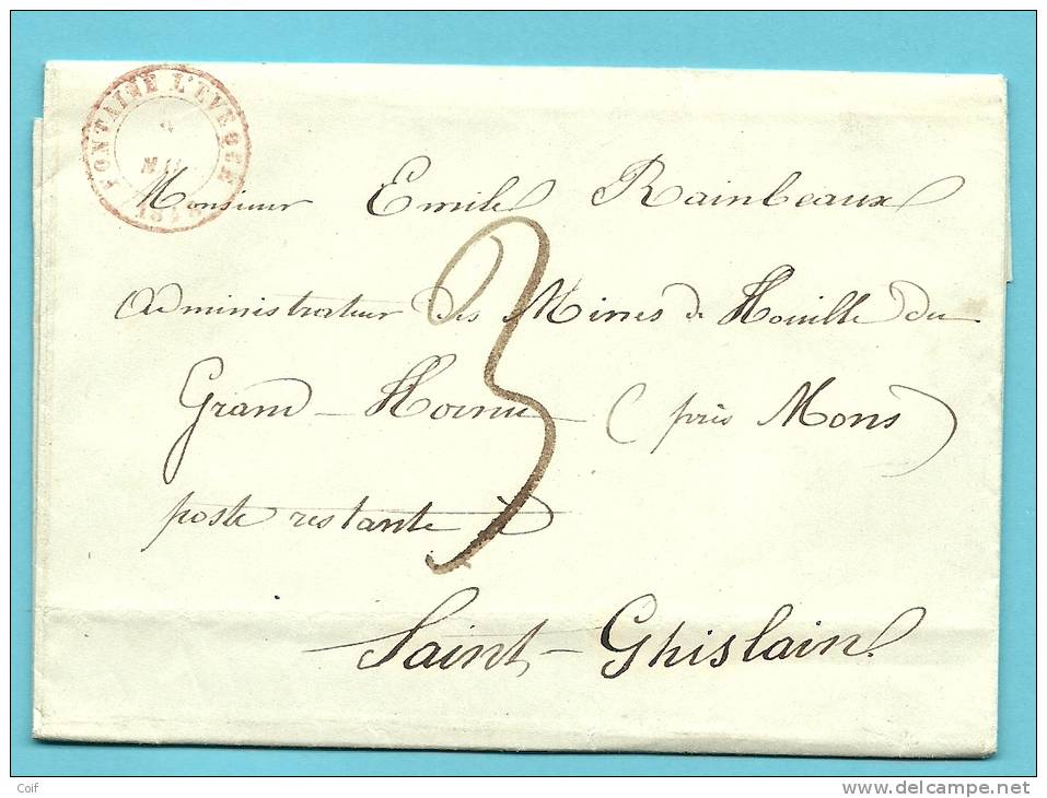 Brief Met Stempel FONTAINE-L'EVEQUE Op 8/mai/1848 Naar ST-GHISLAIN - 1830-1849 (Belgique Indépendante)