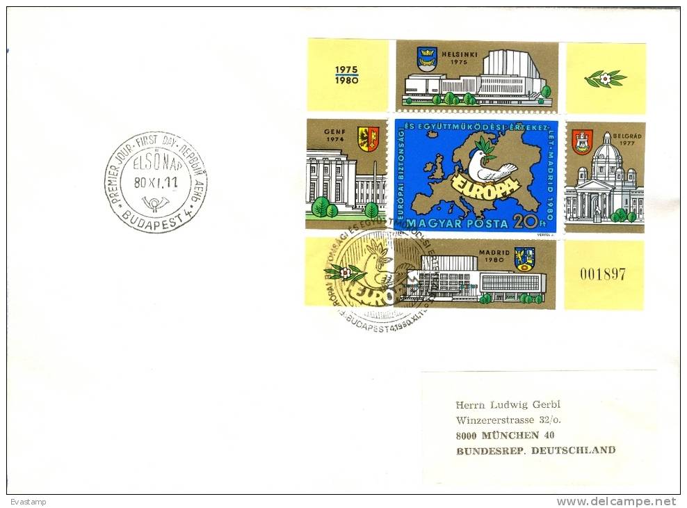 HUNGARY - 1980.FDC Sheet - European Security And Cooperation Conference,Madrid I. - FDC