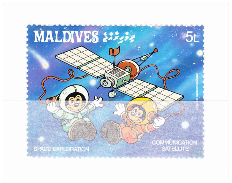 MALDIVES 1988 Espace  - Disney  5 L Y&T # 1148 Cv 0.20 E   ** M N H  , V V F - Maldive (1965-...)