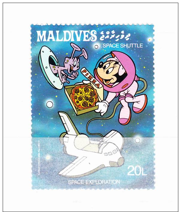 MALDIVES 1988 Espace  - Disney  20 L Y&T # 1151 Cv 0.30 E   ** M N H  , V V F - Maldives (1965-...)