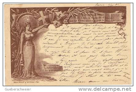 S-ART24 - ITALIE Entier Postal (carte) émis Pour Le Mariage Du Prince Héritier Avec La Princesse Du Montenegro 1896 - Entiers Postaux