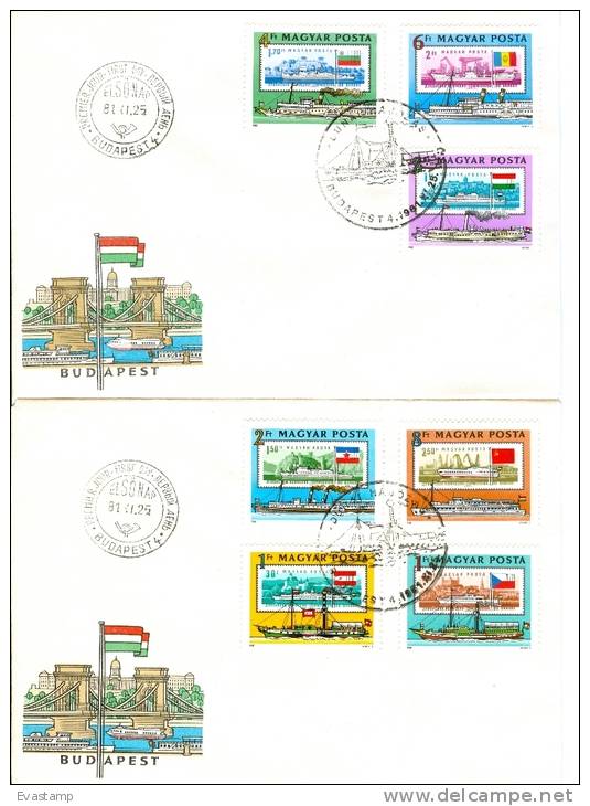 HUNGARY - 1981.FDC - European Danube Commission, 125th Anniversary (Ships/Flags) Mi:3514-3520. - FDC