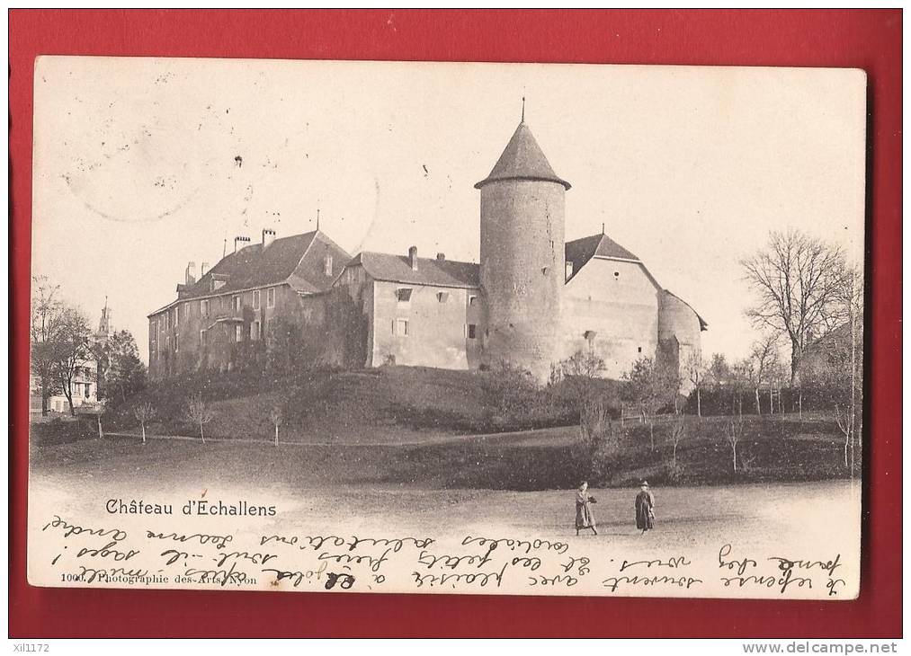 X0539 Château D'Echallens ANIME. Précurseur.Cachet 1907. Des Arts 1000 - Échallens