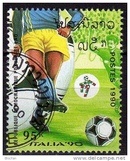 Fussball-WM Italia 1990 Stürmer Stadion Laos 1181 Aus Block 130 O 2€ Spiel Fogli Championat Bloc Soccer Sheet Bf Of Lao - 1990 – Italia