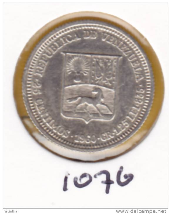 @Y@   Venezuela  25 Cent  1960  (1076)  Zilver - Venezuela