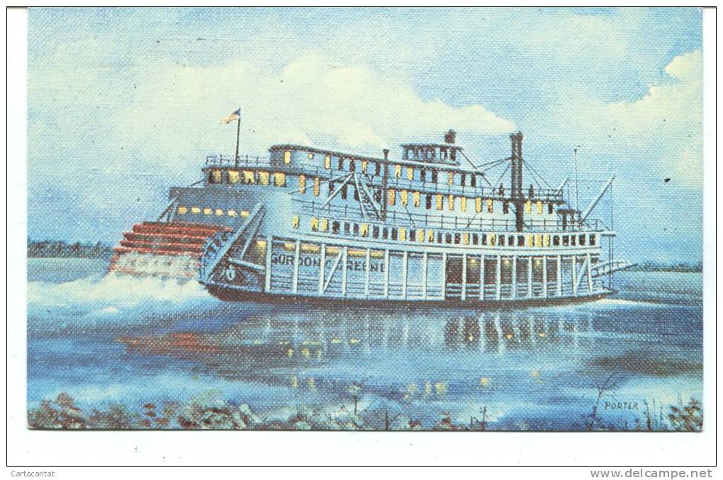 BELLA IMMAGINE DELLA "GORDON C. GREEN" SUL FIUME MISSISSIPPI. CARTOLINA D'EPOCA - Hausboote