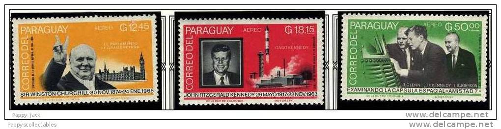 Paraguay Space,  Rocket,  Kennedy, Churchill,  Long Set Of 8 MINT  MNH - Südamerika