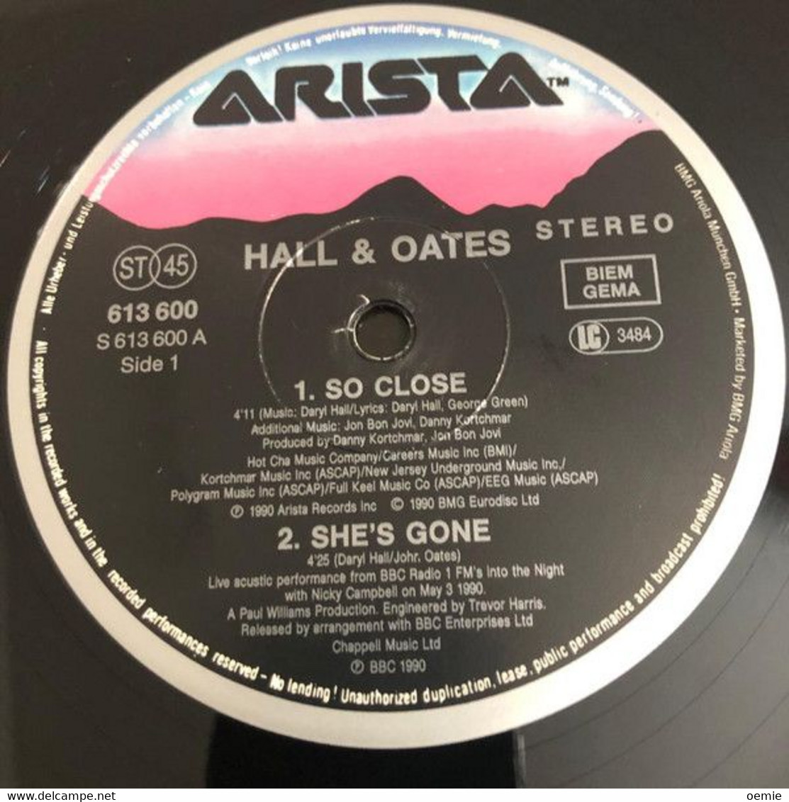 DARYL HALL JOHN OATES   °  SO CLOSE - 45 T - Maxi-Single