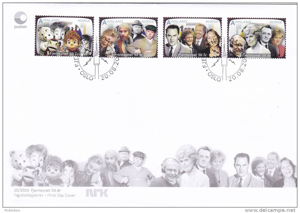 Norway FDC Mi 1726-1729 Serie 50 Years Television In Norway - 2010 - FDC