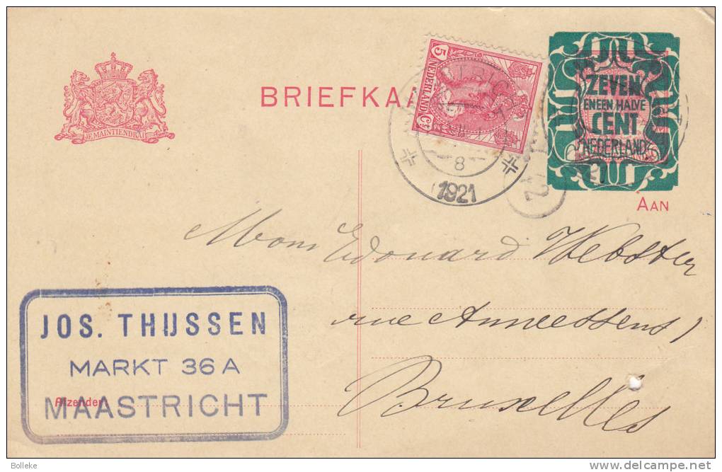 Pays Bas - Carte Postale De 1921 - Oblitération Maastricht - Postal Stationery