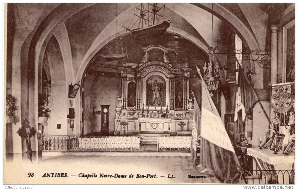 Cp , 06 , ANTIBES , Chapelle NOTRE DAME DE BON-PORT , écrite - Antibes - Altstadt