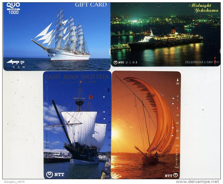 LOT DE 4 TELECARTES DU JAPON METRO BUS ETC....THEME: BATEAUX........ VOIR SCANNER 2 - Schiffe