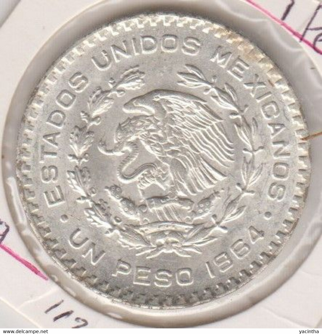 @Y@   Mexico   1 Peso  1964  Unc  Zilver    (1122) - Messico