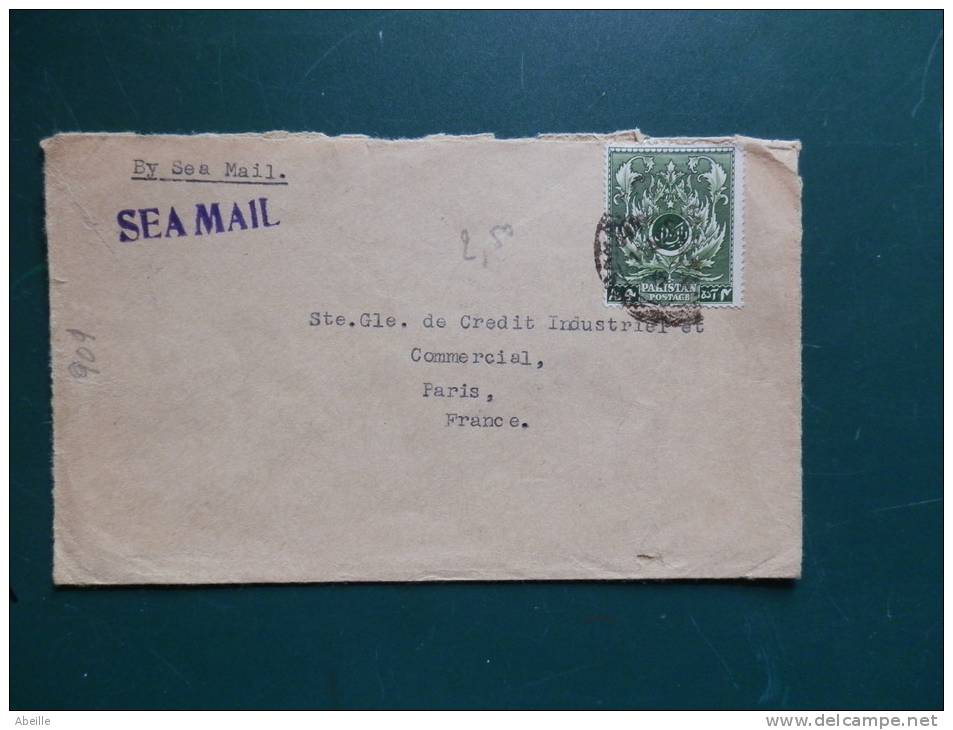 A0909  LETTRE POUR LA FRANCE   SEA MAIL - Pakistan