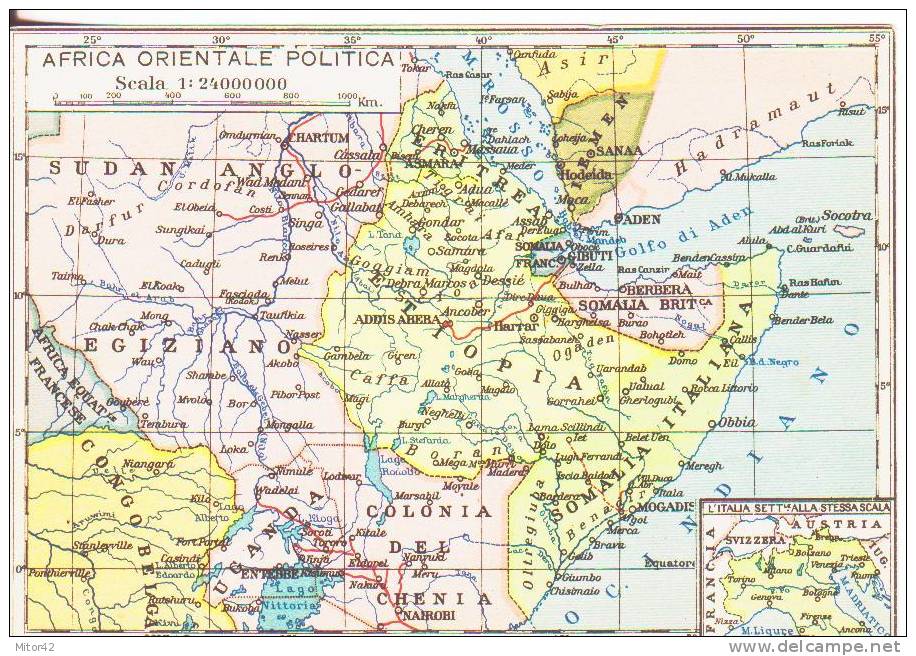 42*-Cartina Geografica-Militaria-Africa Orientale-Ex Colonie Italiane:Eritrea-Etiopia-Somalia-Pubblicitaria Nestlé-Nuova - Erythrée