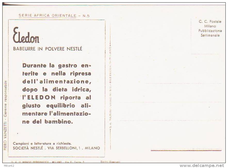 46*-Cartina Geografica-Militaria-Africa Orientale-Ex Colonie Italiane: Somalia-Pubblicitaria Nestlé-Nuova-New - Somalia